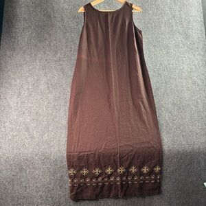 JM Collection Chocolate Maxi Dress with Embroidered Detail